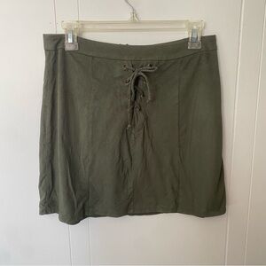Olive Lace-Up Suede Women's Skirt